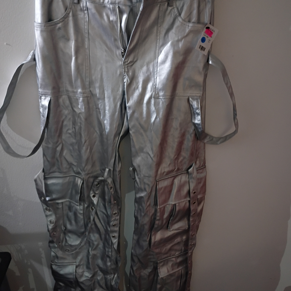 AKIRA Metallic Silver Pants